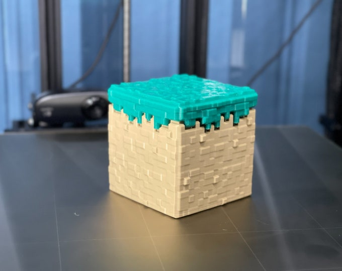 Minecraft Fidget Blocks Minecraft Grass Block Container Fidget Toy Box Desktop Storage ...