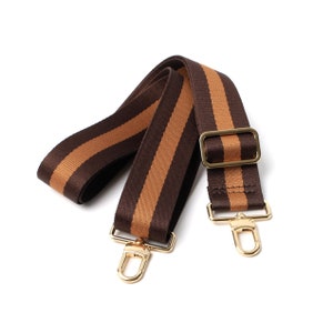 Dark Brown & Gold Cross Body Strap - Adjustable Soft Nylon