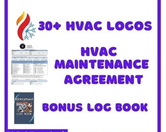 HVAC MEGA BUNDLE, Hvac svg, Hvac contract, Hvac log book, Hvac Documents.