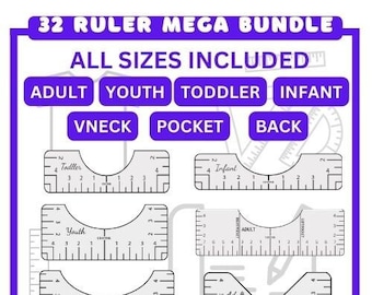 T-Shirt Alignment Tool SVG, 32 Ruler Bundle, T Shirts Ruler, Alignment Ruler, Centering Tool, Shirt Placement Guide