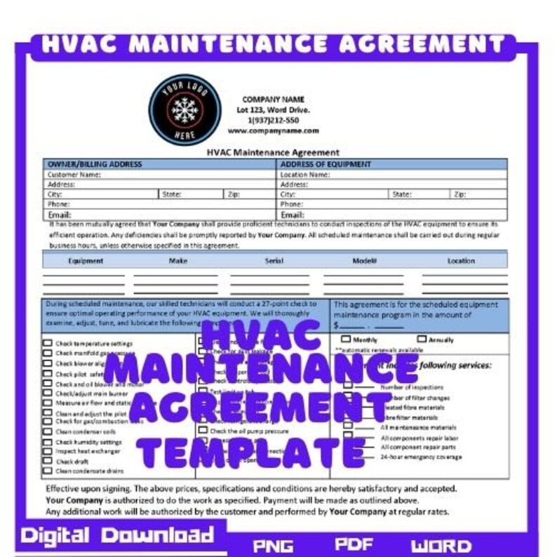HVAC MEGA BUNDLE, Hvac Svg, Hvac Contract, Hvac Log Book, Hvac