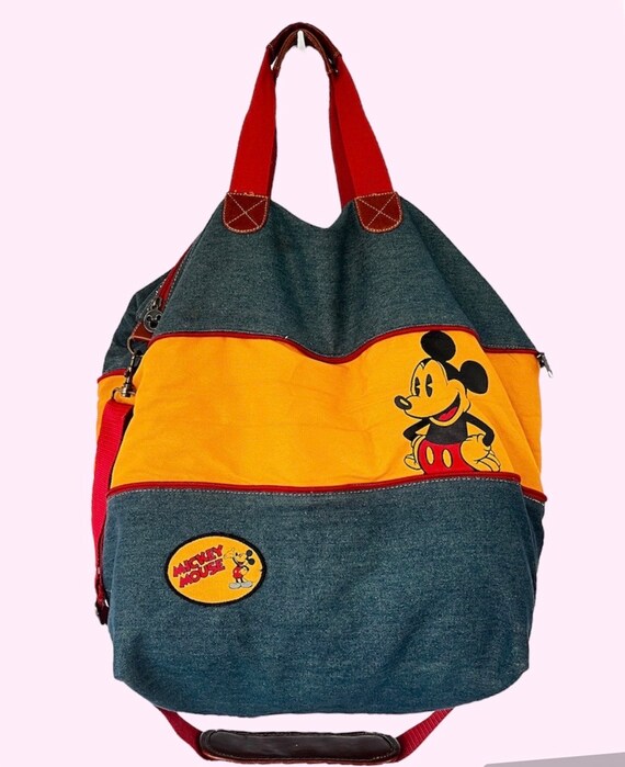 1990s Vintage Mickey Mouse Denim Duffle Bag - Cla… - image 2