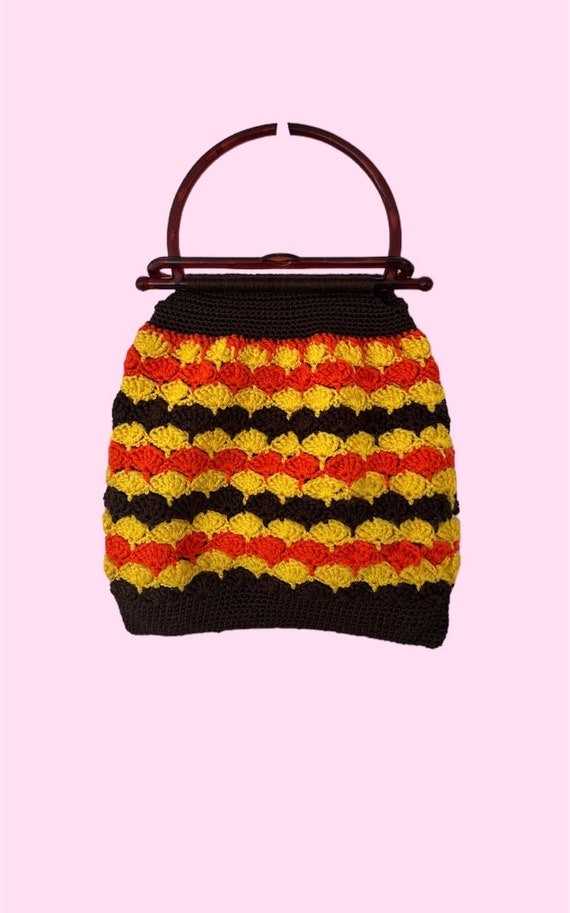 Retro-inspired Crocheted Brown, Yellow, and Orange