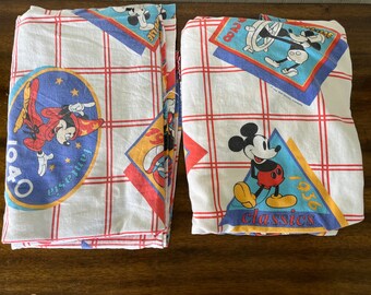 ヴィンテージ ディズニー ミッキーマウス ツインベッドシーツセット