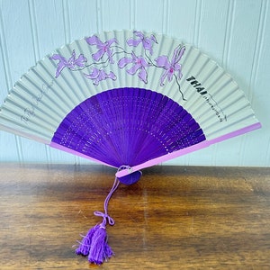 Vintage Thai Airways International Airlines Folding Hand Fan - The Royal Orchid Service