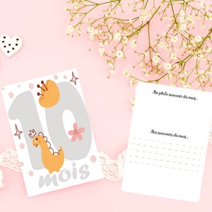 Cartes étapes personnalisées développement premiers mois de bébé thème dinosaure