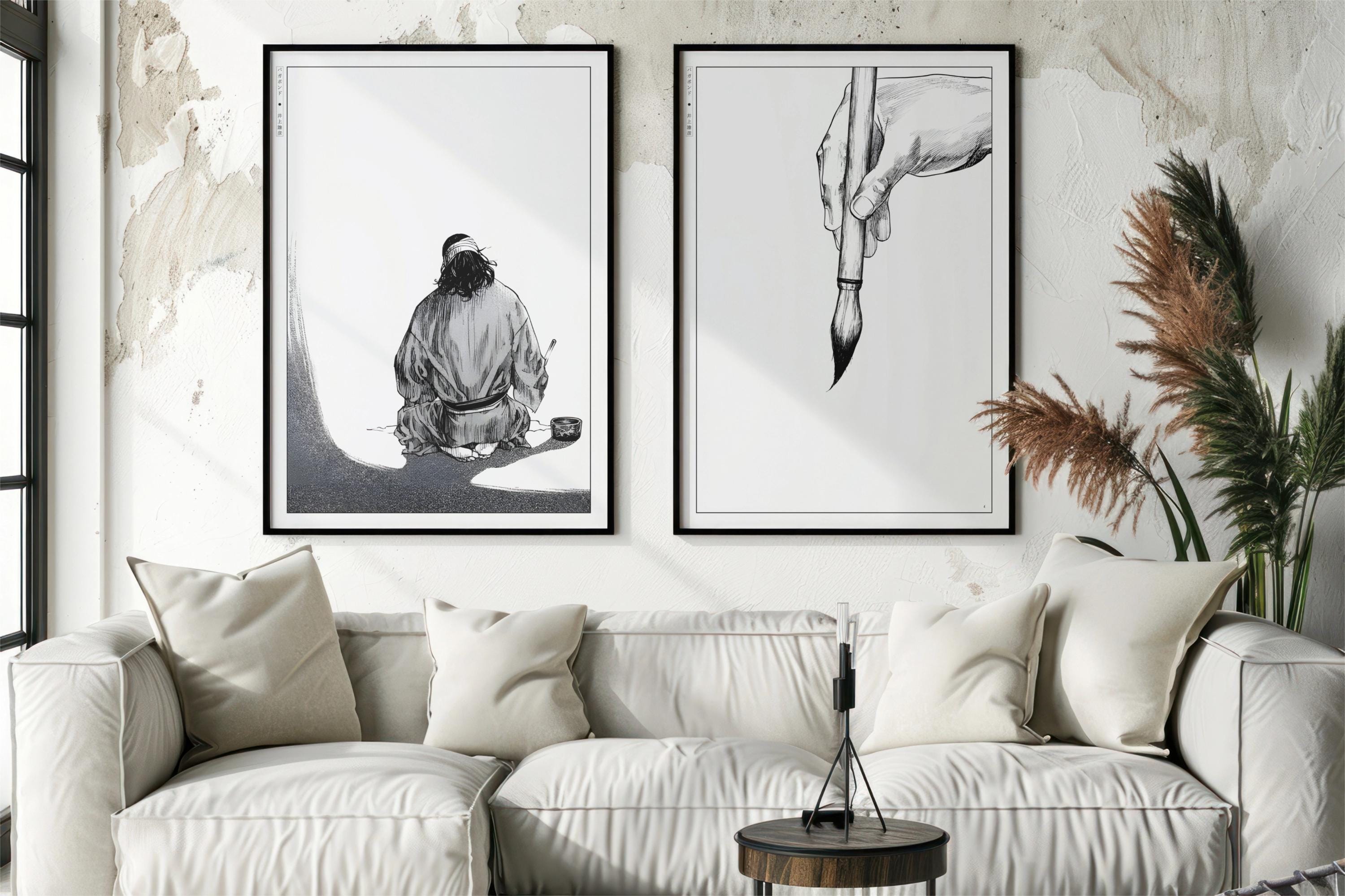 2er Set Vagabond Manga Poster | Takehiko Inoue Kunstdruck, Japanische Anime Wandkunst Geschenke, A3/A4/A5 gerahmte Poster
