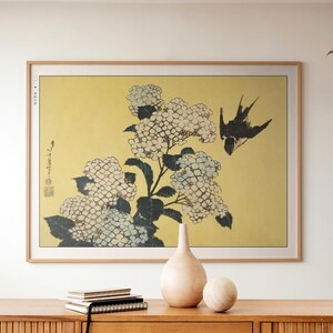 Hokusai Flower Ukiyo-e Print: Japanese Art Poster, Nature-Inspired Decor