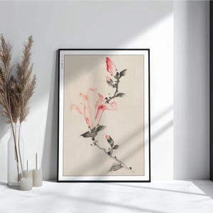 Hokusai Flower Ukiyo-e Print: Japanese Art Poster, Nature-Inspired Decor
