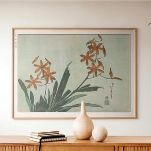 Hokusai Flower Ukiyo-e Print: Japanese Art Poster, Nature-Inspired Decor