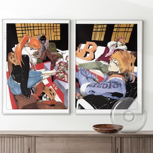 Set of 2 Shonen Anime Poster | Tite Kubo Art Print, Japanese Manga Wall Art Gifts, A3/A4/A5 Framed Posters