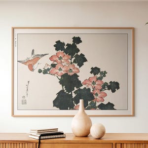 Hokusai Flower Ukiyo-e Print: Japanese Art Poster, Nature-Inspired Decor