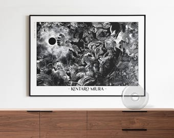 Berserk Manga Poster, Kentaro Miura Kunstdruck, Japanische Anime Wandkunst Geschenke, A3/A4/A5 gerahmte Poster