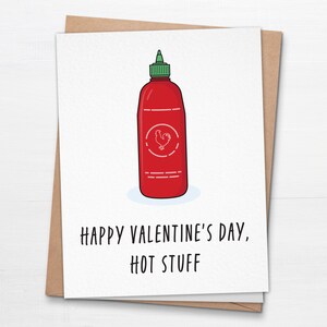 Bonne Saint-Valentin - Carte de Saint-Valentin Sriracha drôle et mignonne - Carte de sauce piquante
