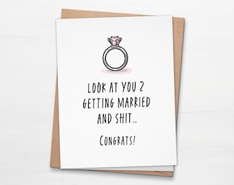 Funny Contratulations Wedding Card - Funny Newlyweds Greeting Card