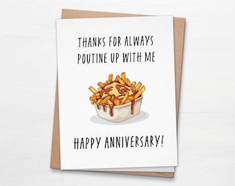 Poutine Up With Me Card - Funny Cute Canadian Anniversary Card - Foodie Love Card