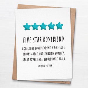 Petit ami cinq étoiles - jolie carte d'anniversaire, drôle de carte de Saint-Valentin