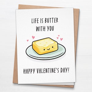 Carte Beurre avec vous - carte de Saint Valentin dessin animé mignon drôle - carte amour gourmand