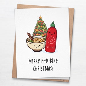 Joyeux Noël Pho-King ! - Carte de Noël pliée - Jolie carte Pho - Carte de voeux drôle de vacances
