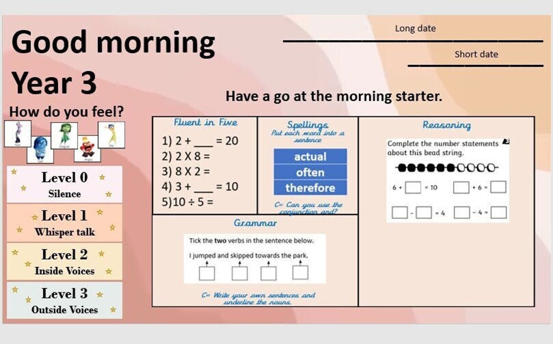 Morning Starter Tasks, Year 3 - Etsy