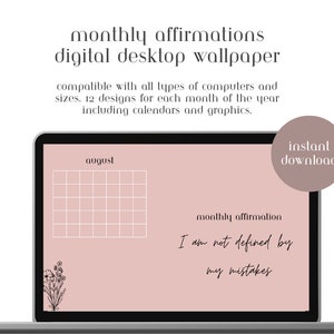 Digital Desktop Wallpaper | Monthly Affirmations and Line Drawings