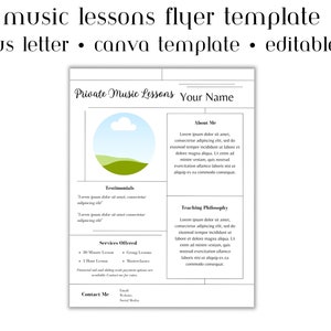 Music Teacher Private Lessons Flyer Template | Advertise Your Private Music Studio | Editable and Customizable Digital Canva Template