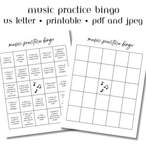 Music Practice Bingo | Printable Bingo Game with Instructions and Pre-Filled and Blank Boards for your practice sessions