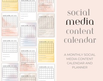 Social Media Content Planner Calendar | Digital/Printable Calendar for Marketing & Social Media Managers, Influencers, and Content Creators