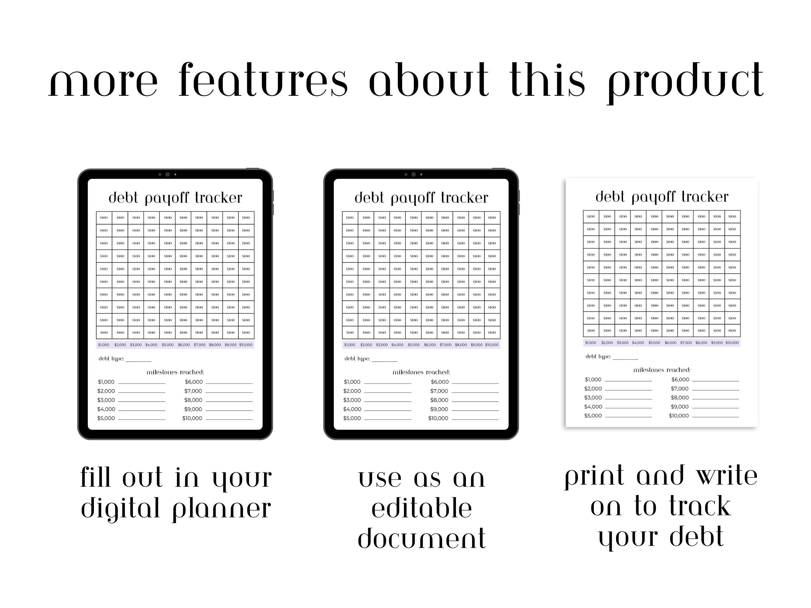 Debt Payoff Tracker Chart Printable Debt Planner Available in PDF and