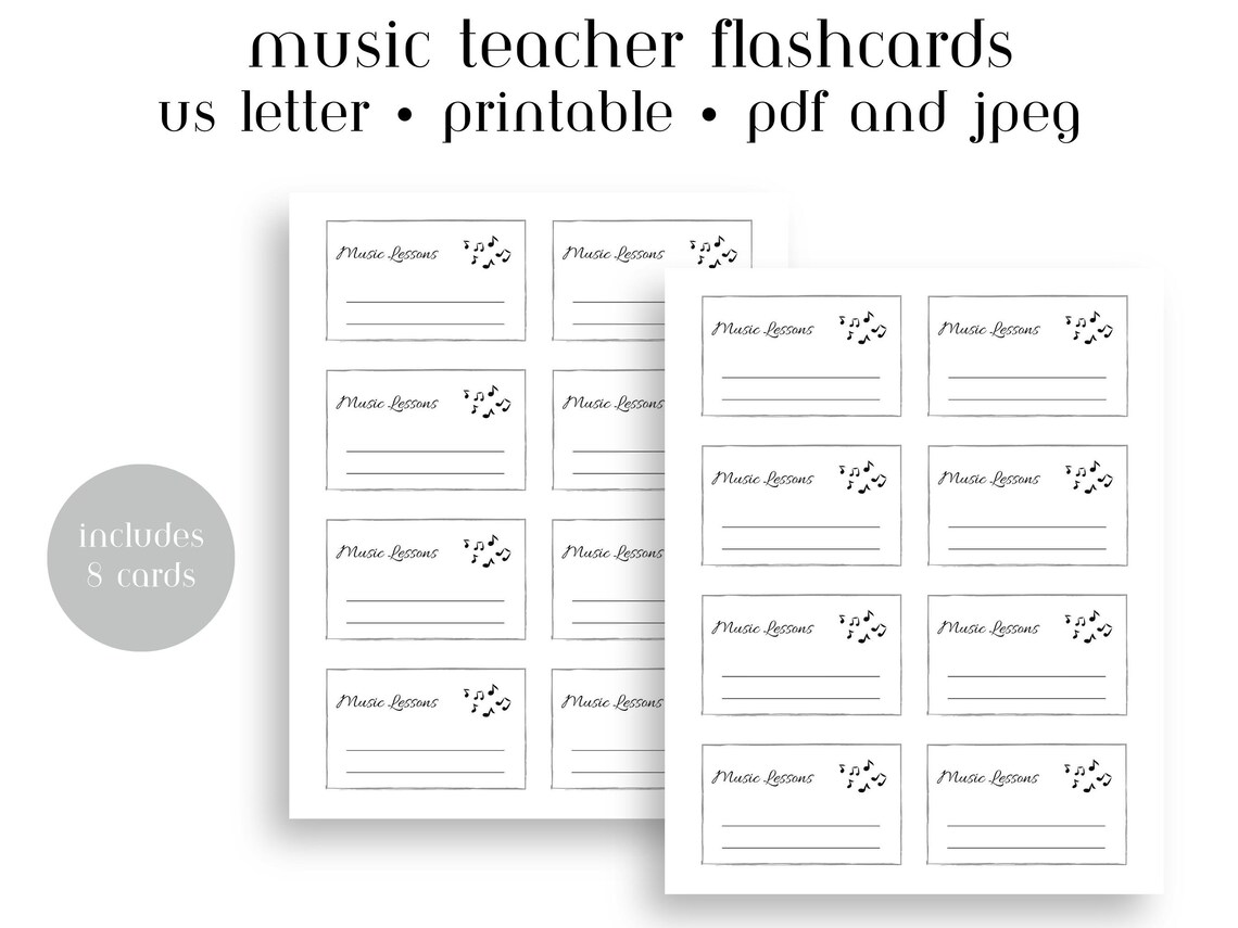 Printable Flashcards for Music Teachers Music Lessons Digital Resource ...
