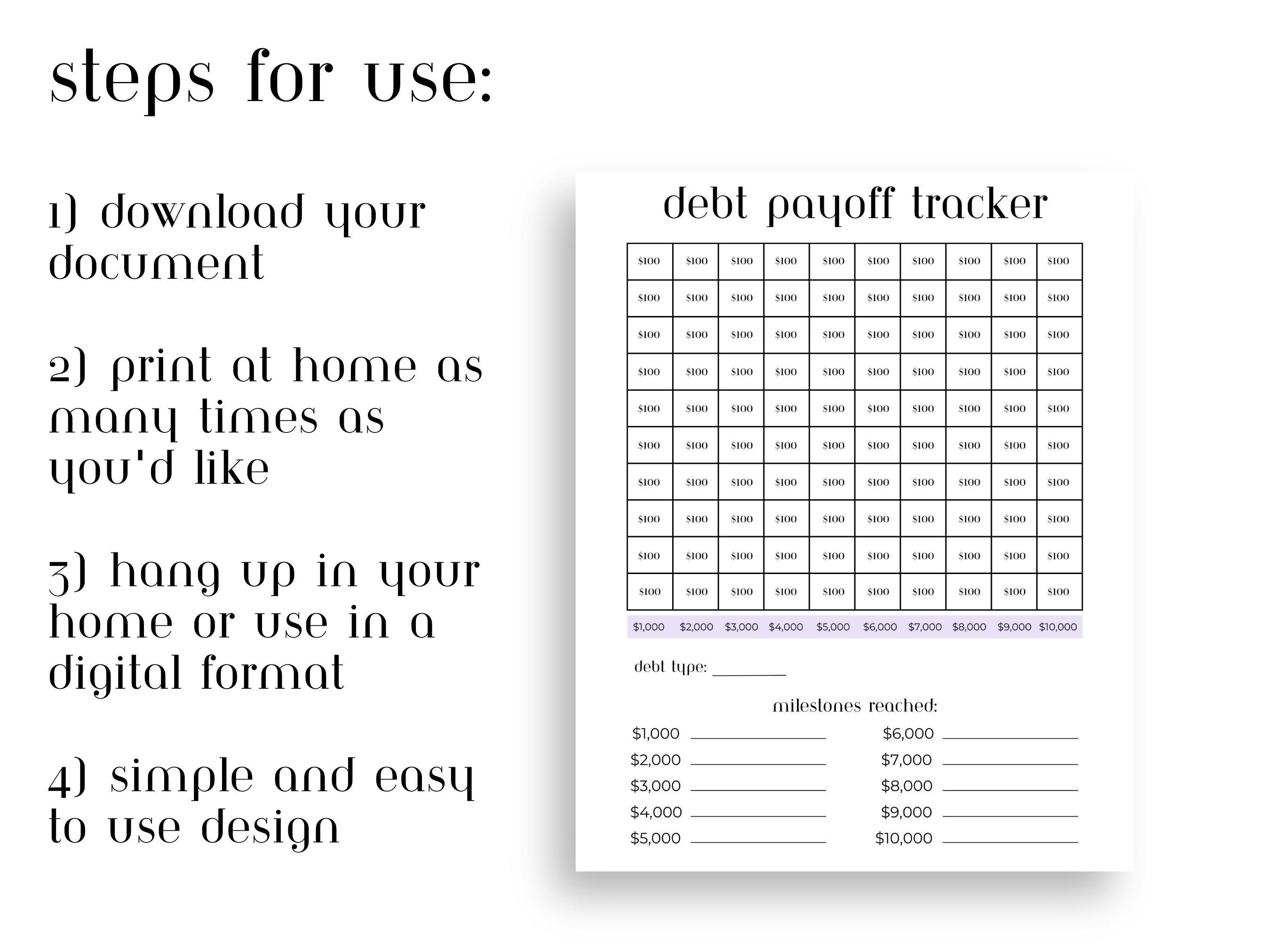 Debt Payoff Tracker Chart Printable Debt Planner Available in PDF and