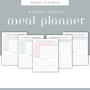 Digital Weekly Meal Planner and Grocery Shopping List | Compatible with iPad, GoodNotes, Notability | Printable Meal Planner
