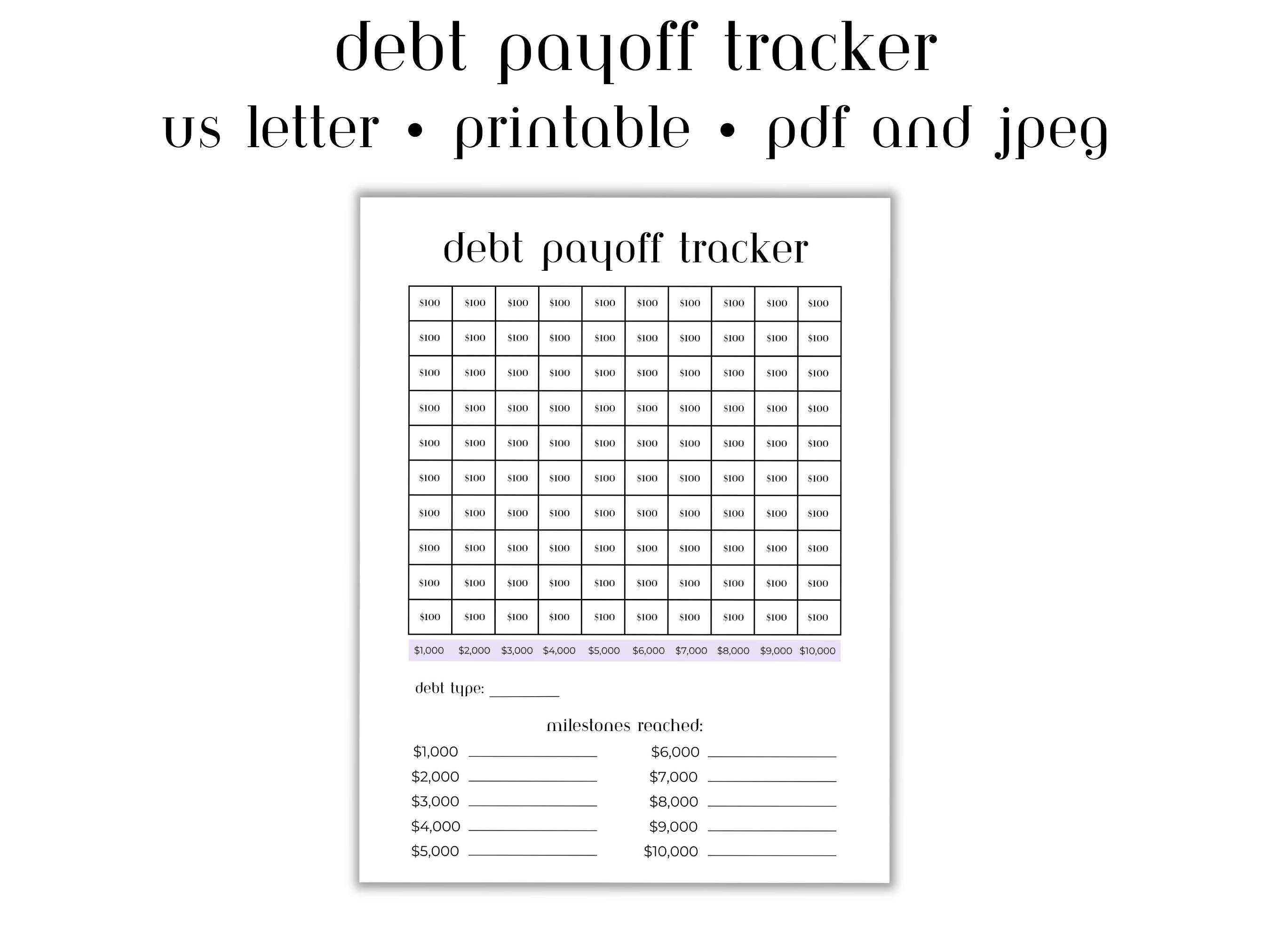 Debt Payoff Tracker Chart Printable Debt Planner Available in PDF and