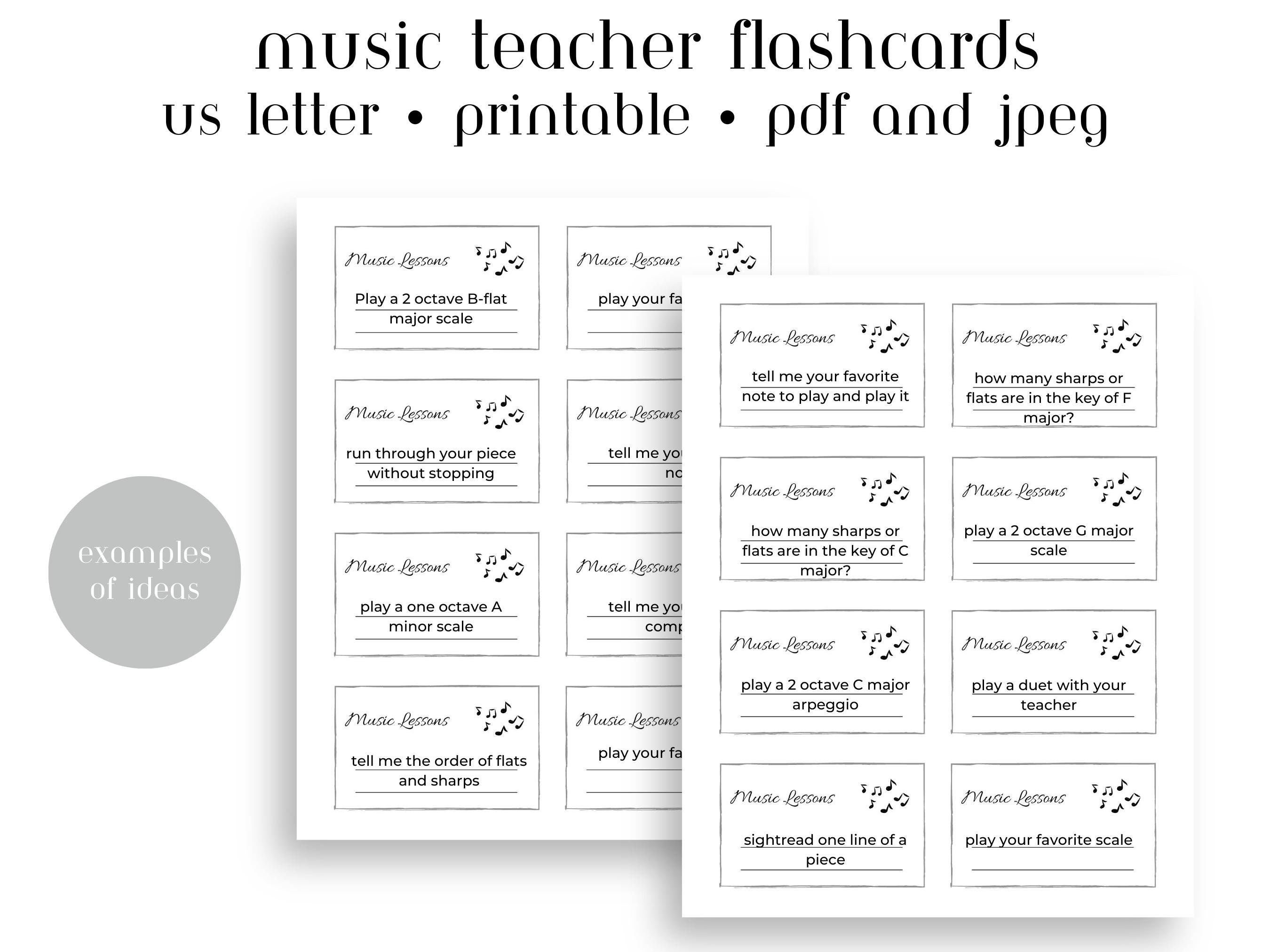 Printable Flashcards for Music Teachers Music Lessons Digital Resource ...