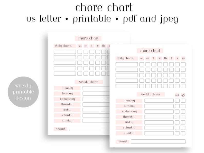 Adult Chore Chart | Printable Chore Chart for Roommates, Partners, and ...