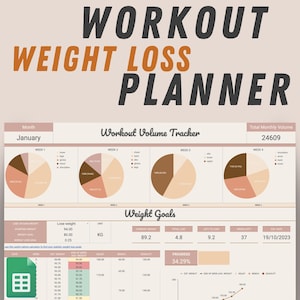 Weight Loss Tracker & Workout Planner for Google Sheets, Body Measurements Tracker, Weight Lifting Log, Workout Track Excel Spreadsheet