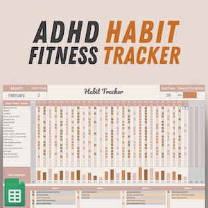 Ultimate ADHD Planner & Habit Tracker Excel Spreadsheet, ADHD Productivity Planner, ADHD Fitness Planner, adhd Adult Planner Google Sheets