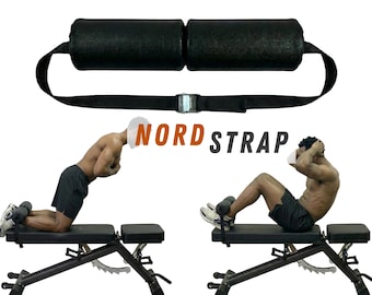 Nordic Hamstring Curl Strap, The NORDSTRAP, Reinforced Polyester, Leather Padded Strap, Strong Metal Buckle