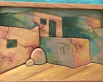 Handmade Wood Wall Art Southwest Scenic 10 x 6 3/4