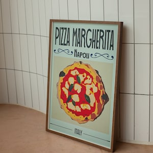Pizza Margherita poster, italian food art, unique pizza wall art, pizza lover gift, pizza art print,pizza decor, Pizza PNG file included