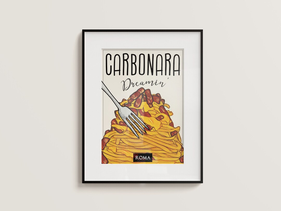 Pasta Poster, Carbonara Dreamin' Wall Art, Carbonara Print, Pasta Wall