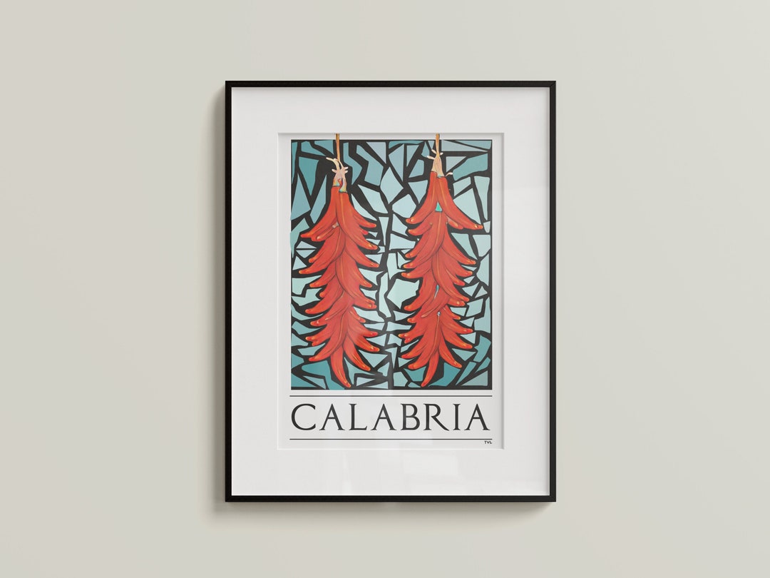 Calabria Poster, Calabria Wall Art, Calabria Chili Peppers Art Print ...
