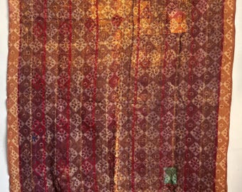 Block print reversible cotton Kantha quilt handmade gudari Indian hand block throw