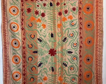 Uzbek suzani Kantha hand embroidered bedspread, blanket quilt home decor styling