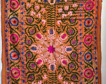 Uzbek suzani Kantha hand embroidered bedspread, blanket quilt home decor styling