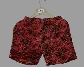 Women summer beach shorts,Kantha style patchwork pants,vintage hippies shorts,bohemian cotton shorts with pockets