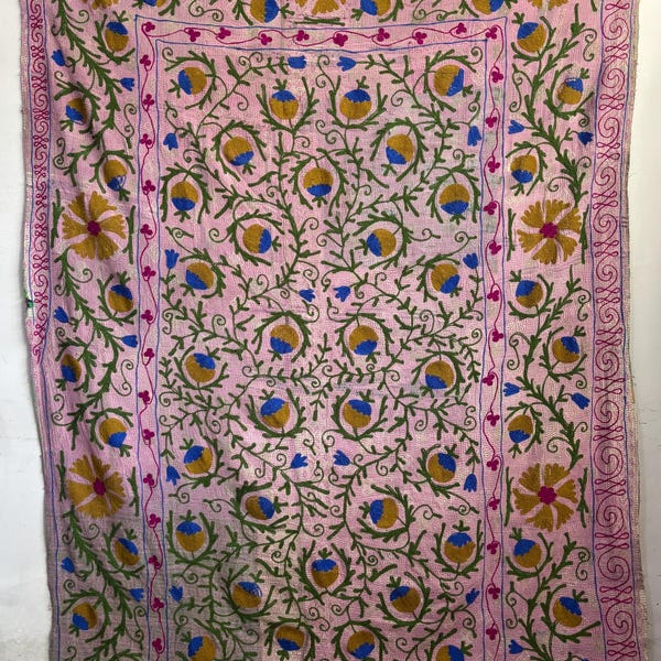 Uzbek suzani Kantha hand embroidered bedspread, blanket quilt home decor styling