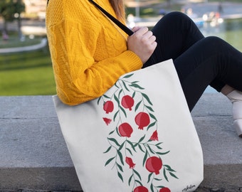 Pomegranate Tote Bag: Eco Cotton Everyday Shopping Bag