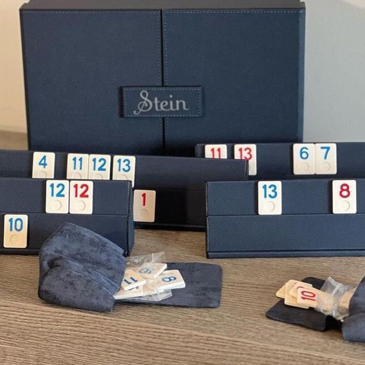 Personalized Leather Rummikub Set - Navy