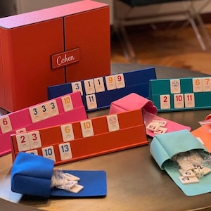 Elite Leather Rummikub Set with Locker, Rummy Board Game, Handmade Massive Rummy Cube Set, Okey Game Set, Customizable Rummy Set Gifts